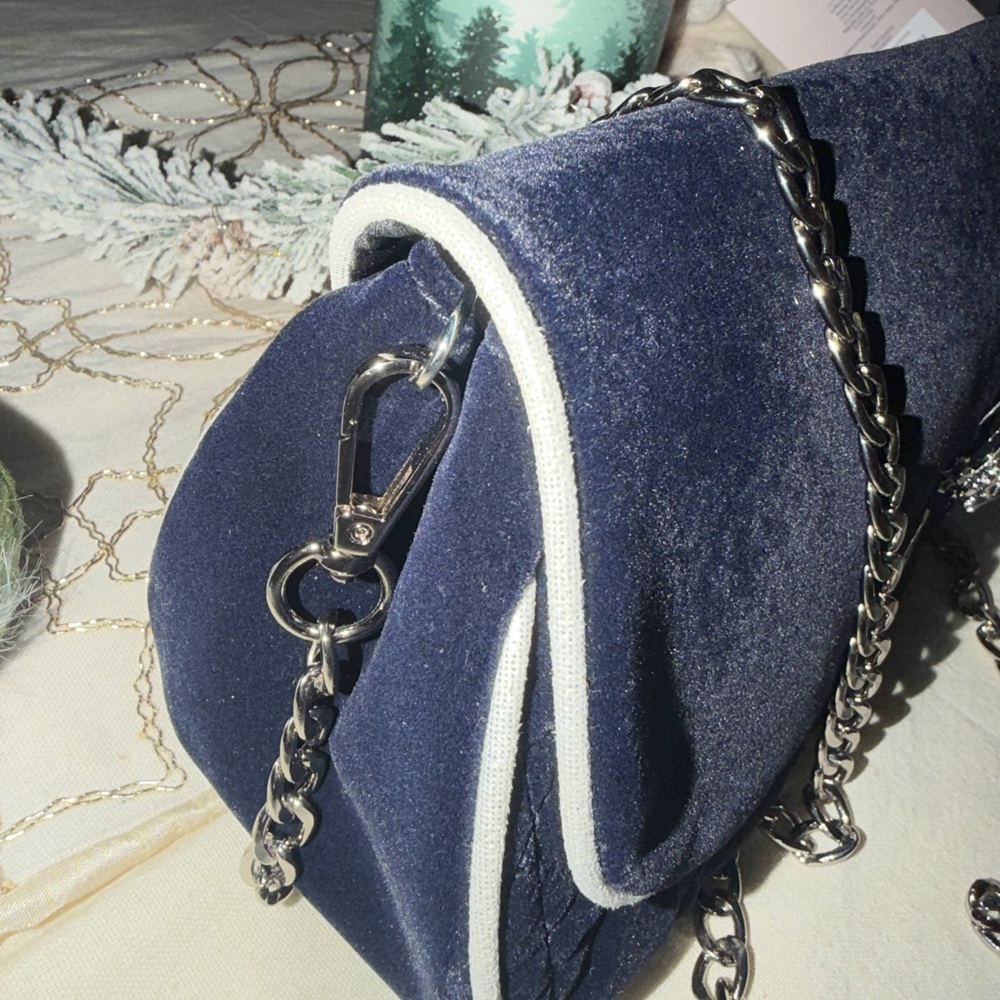 Dior Dark Blue Crossbody Bag with Silver Chain - Picture 5 of 11